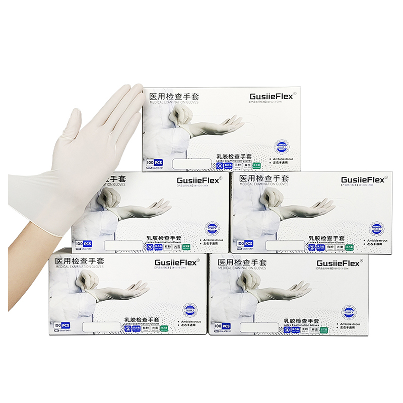 GusiieFlex® 6mil Medical Latex Examination Gloves Hot Sale Factory